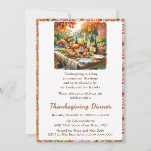 Rustic Thanksgiving Family Friends Dinner Invitation