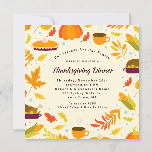 Rustic Thanksgiving Feast Dinner Party Invitation