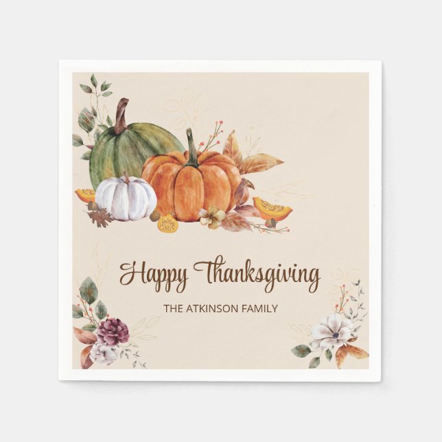 Rustic Thanksgiving Friendsgiving Autumn Party Napkins (Front)