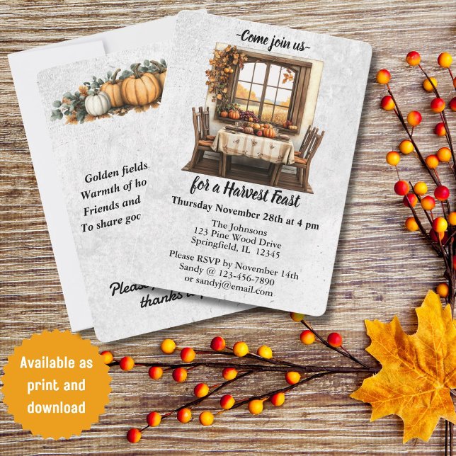 Rustic Thanksgiving Gathering with Poem Invitation (Creator Uploaded)