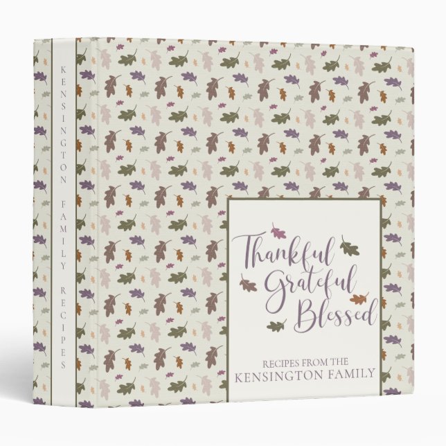 Rustic Thanksgiving Grateful Blessed Autumn Leaves 3 Ring Binder (Front/Spine)