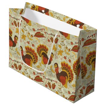 Rustic Thanksgiving Holiday Fall Autumn Colorful Large Gift Bag by custom_party_supply at Zazzle