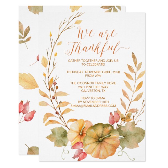 Rustic Thanksgiving Invitation Fall Invite