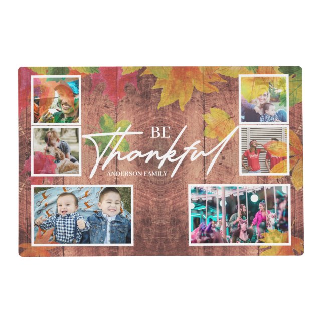 Rustic Thanksgiving Photo Collage Placemat (Front)