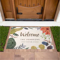 Watercolor Pumpkin Decorative Door Mat, Family Seasonal Autumn