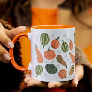 Rustic Thanksgiving Pumpkin Pattern Fall Coffee Mug