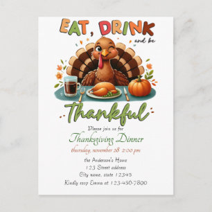 Rustic Thanksgiving Pumpkin Watercolor Autumn Holiday Postcard