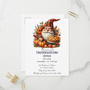 Rustic Thanksgiving Pumpkin Watercolor Autumn Invitation Postcard