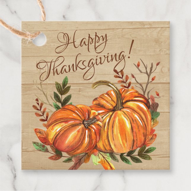 Rustic Thanksgiving Pumpkins Favor Tags (Front)