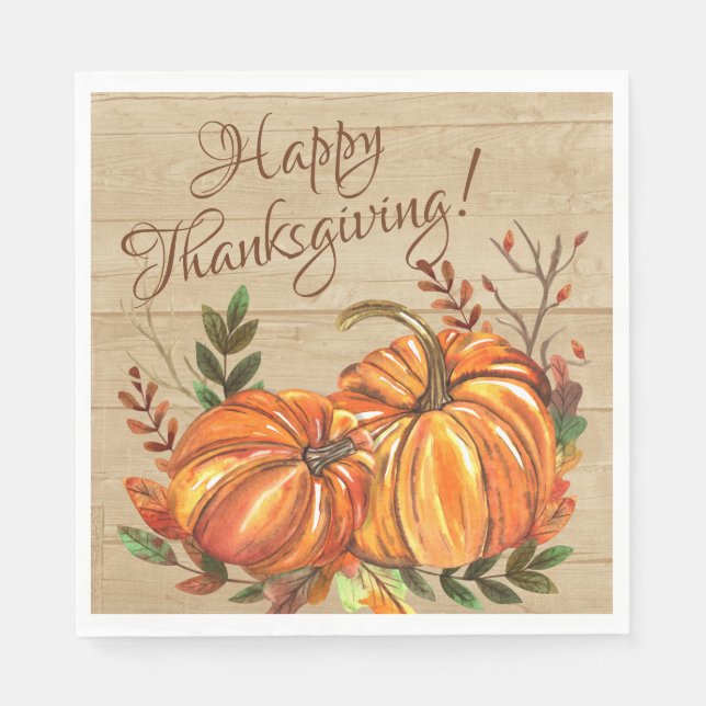 Rustic Thanksgiving Pumpkins Napkins (Front)