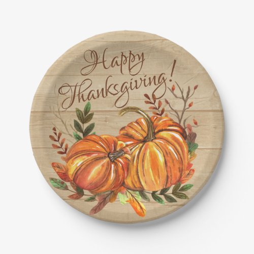 Rustic Thanksgiving Pumpkins Paper Plates