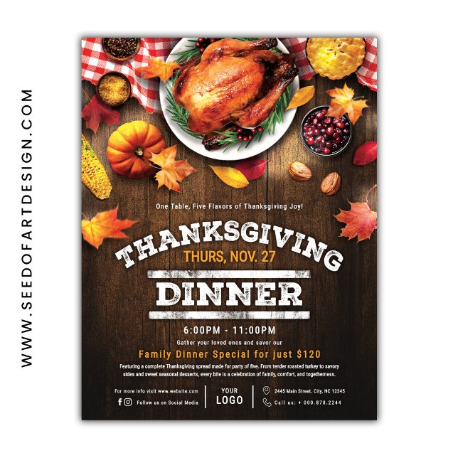 Rustic Thanksgiving Restaurant Dinner Special Flyer (Creator Uploaded)