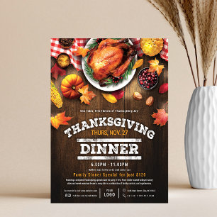 Rustic Thanksgiving Restaurant Dinner Special Flyer