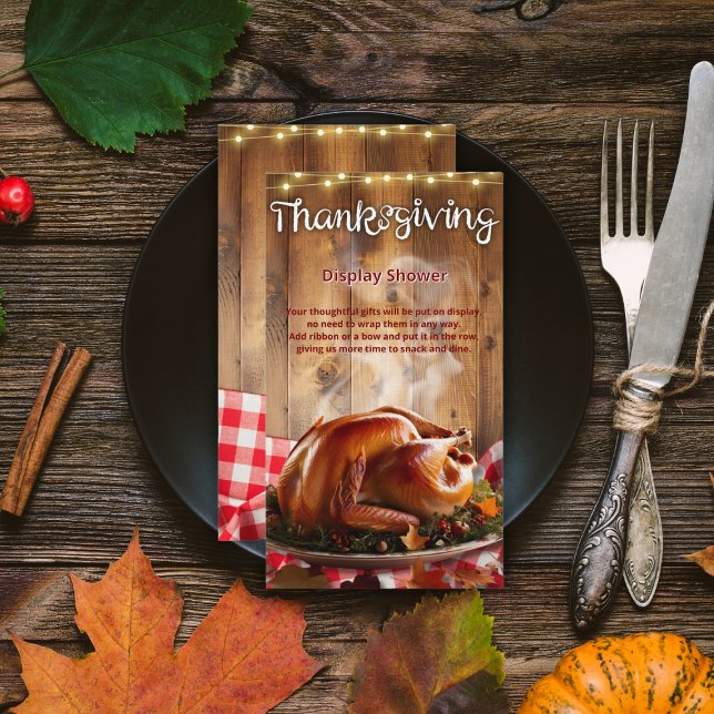 Rustic Thanksgiving Roasted Turkey Baby Shower Enclosure Card (Creator Uploaded)