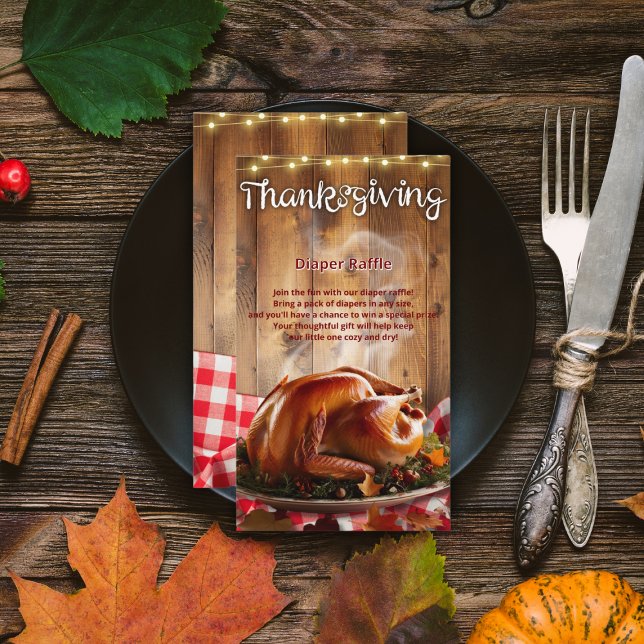 Rustic Thanksgiving Roasted Turkey Baby Shower Enclosure Card (Creator Uploaded)