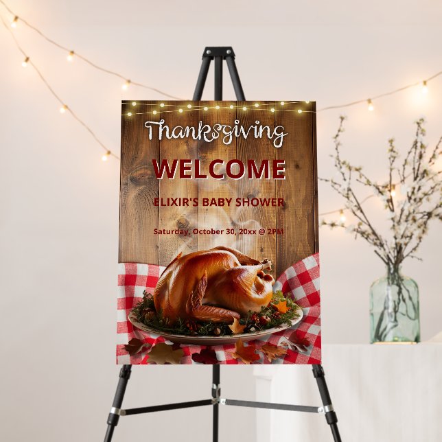 Rustic Thanksgiving Roasted Turkey Baby Shower Foam Board (In Situ (Stand))