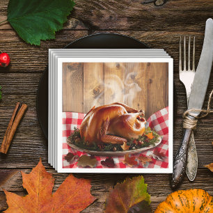Rustic Thanksgiving Roasted Turkey Baby Shower Napkins