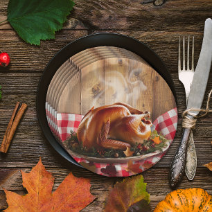 Rustic Thanksgiving Roasted Turkey Baby Shower Paper Plates
