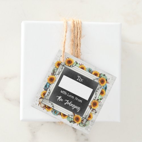 Rustic Thanksgiving Sunflower To  From Write_On Favor Tags