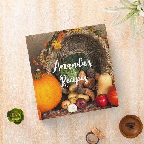 Rustic Thanksgiving Table Bountiful Harvest 3 Ring Binder