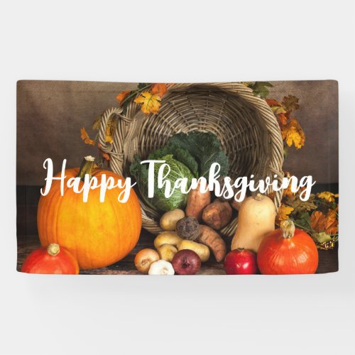 Rustic Thanksgiving Table Bountiful Harvest Banner
