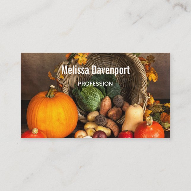  Rustic Thanksgiving Table Bountiful Harvest Business Card (Front)