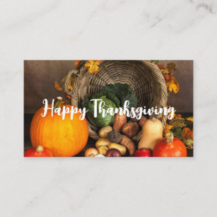 Rustic Thanksgiving Table Bountiful Harvest Business Card