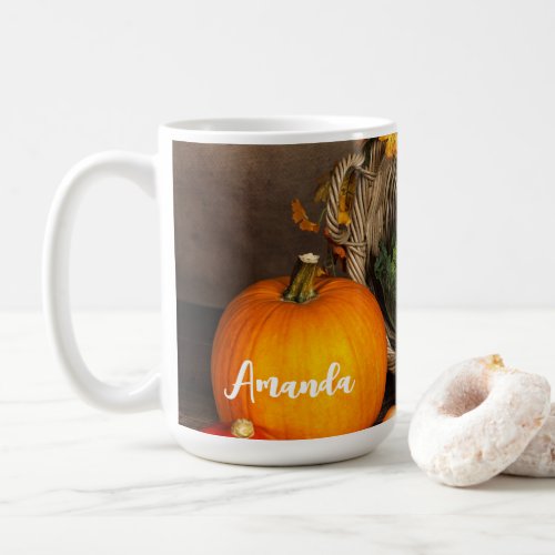 Rustic Thanksgiving Table Bountiful Harvest Coffee Mug