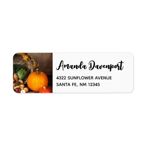 Rustic Thanksgiving Table Bountiful Harvest Label