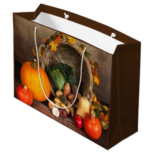 Rustic Thanksgiving Table Bountiful Harvest Large Gift Bag
