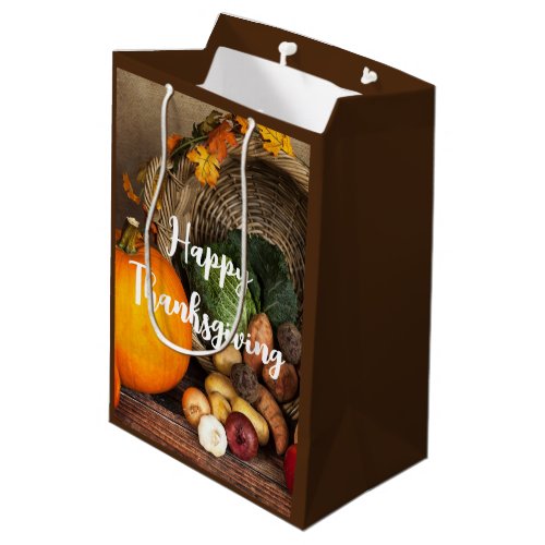 Rustic Thanksgiving Table Bountiful Harvest Medium Gift Bag