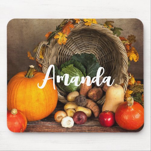 Rustic Thanksgiving Table Bountiful Harvest Mouse Pad