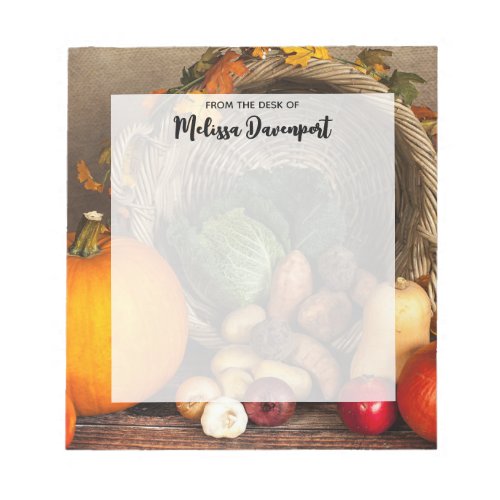Rustic Thanksgiving Table Bountiful Harvest Notepad