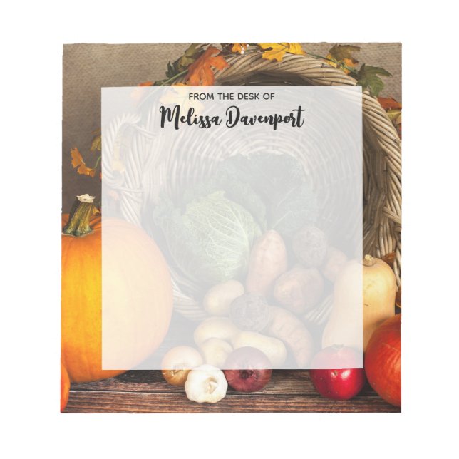 Rustic Thanksgiving Table Bountiful Harvest Notepad (Front)