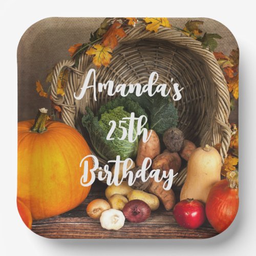 Rustic Thanksgiving Table Bountiful Harvest Paper Plates