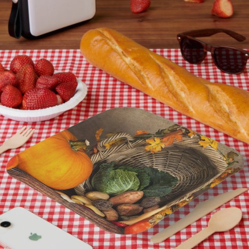 Rustic Thanksgiving Table Bountiful Harvest Paper Plates