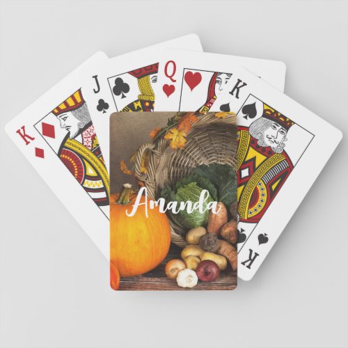 Rustic Thanksgiving Table Bountiful Harvest Playing Cards