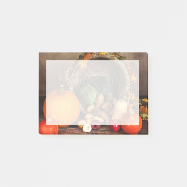 Rustic Thanksgiving Table Bountiful Harvest Post-it Notes (Front)