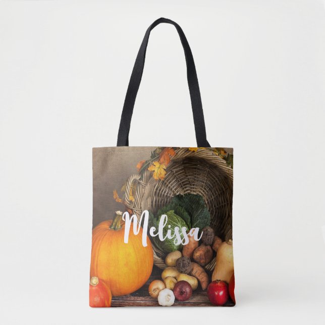 Rustic Thanksgiving Table Bountiful Harvest Tote Bag (Front)
