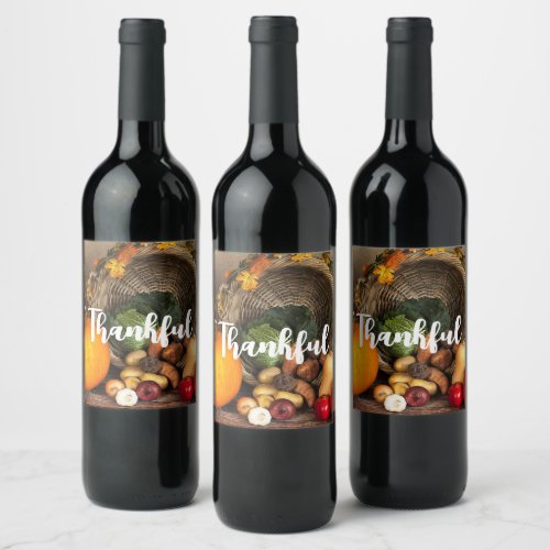 Rustic Thanksgiving Table Bountiful Harvest Wine Label