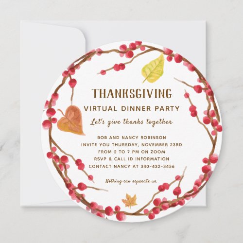 Rustic Thanksgiving Virtual Dinner Party Invitation