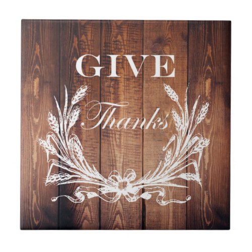 rustic thanksgiving wreath barn wood give thanks ceramic tile