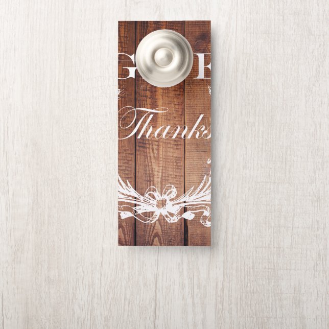 rustic thanksgiving wreath barn wood give thanks door hanger (On Knob)