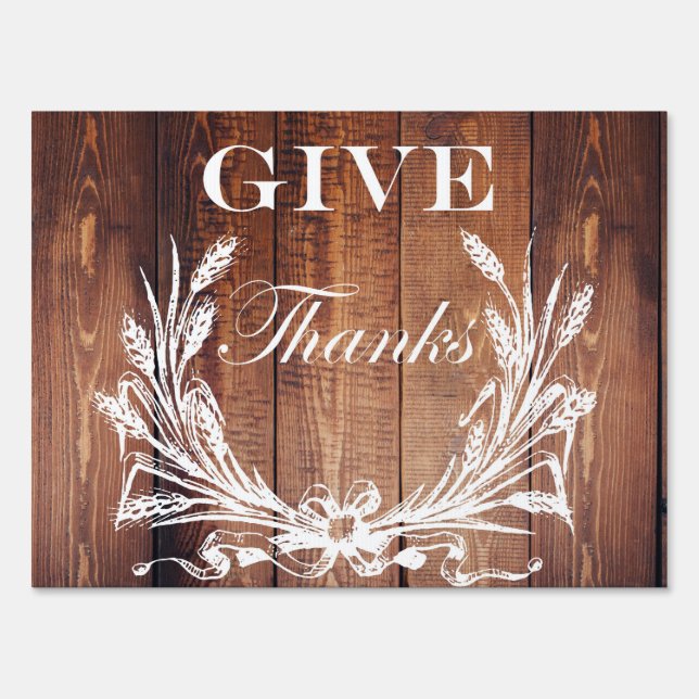 rustic thanksgiving wreath barn wood give thanks sign (Front)