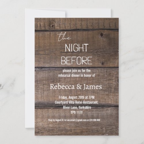 Rustic The Night Before Rehearsal Dinner Wedding  Invitation
