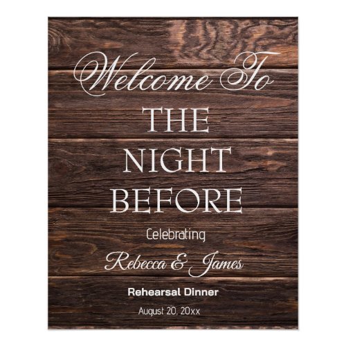 Rustic The Night Before Rehearsal Dinner Welcome  Poster