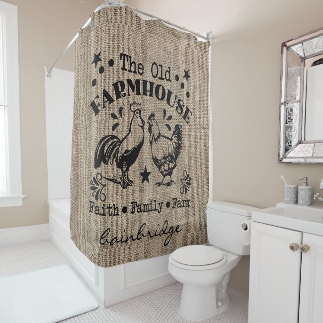 Rustic The Old Farmhouse Personalized Shower Curtain