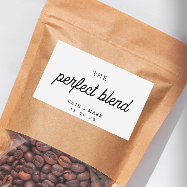 Rustic The Perfect Blend Wedding Coffee Favor Rectangular Sticker (Creator Uploaded)