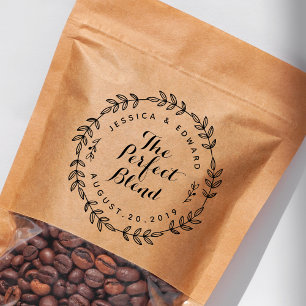 Rustic The Perfect Blend Wedding Coffee Favor Self-inking Stamp