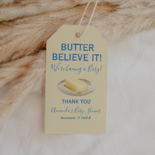 Rustic Theme Butter Yellow Blue Baby Shower  Gift Tags